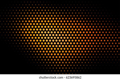 Dark Orange vector banner with circles, spheres. Abstract spots. Background of Art bubbles in halftone style with colored gradient.