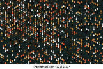 Dark Orange vector banner with circles, spheres. Abstract spots. Background of Art bubbles in halftone style with colored gradient.