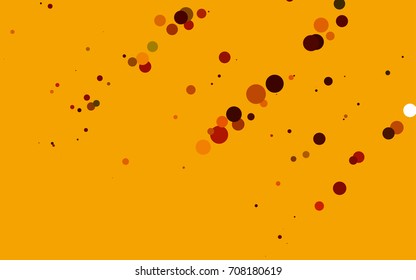 Dark Orange vector banner with circles, spheres. Abstract spots. Background of Art bubbles in halftone style with colored gradient.