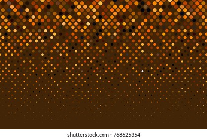Dark Orange vector banner with circles, spheres. Abstract spots. Background of Art bubbles in halftone style with colored gradient.