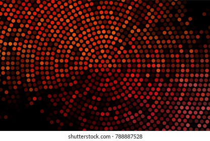 Dark Orange vector banner with circles, spheres. Abstract spots. Background of Art bubbles in halftone style with colored gradient.