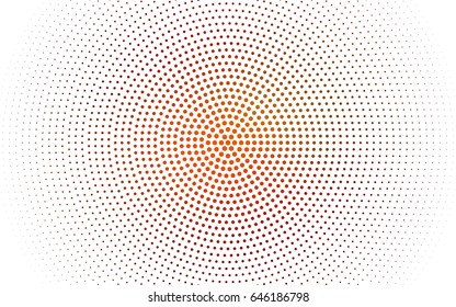 Dark Orange vector banner set of circles, spheres. Donuts Background. Creative Design Templates. Technology halftone illustration.