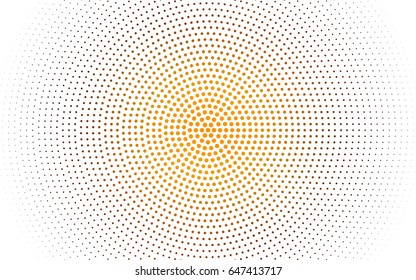 Dark Orange vector banner set of circles, spheres. Donuts Background. Creative Design Templates. Technology halftone illustration.