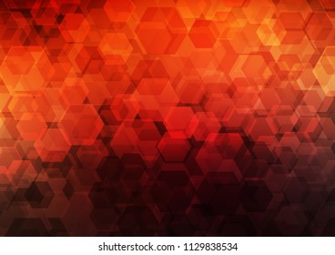 Dark Orange vector blurry hexagon template. Shining illustration, which consist of hexagons. hexagonal pattern for your business design.