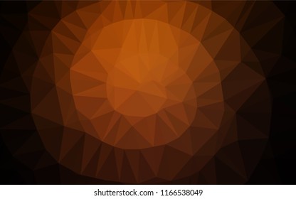 Dark Orange vector blurry hexagon pattern. Triangular geometric sample with gradient.  The polygonal design can be used for your web site.