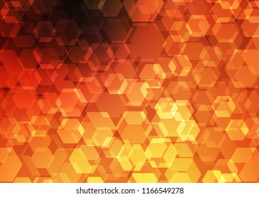 Dark Orange vector blurry hexagon background. Brand new colored illustration in blurry style with gradient. Brand new style for your business design.