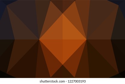 Dark Orange vector blurry hexagon pattern. Triangular geometric sample with gradient.  A completely new design for your business.