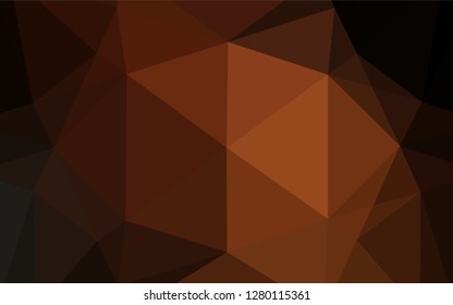 Dark Orange vector blurry hexagon texture. Triangular geometric sample with gradient.  Brand new style for your business design.