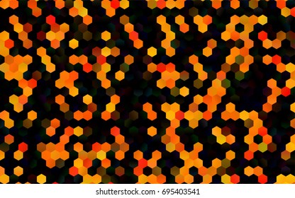 Dark Orange vector blurry hexagon background design. Geometric background in Origami style with gradient. 