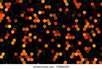 Dark Orange vector blurry hexagon background design. Geometric background in Origami style with gradient. 