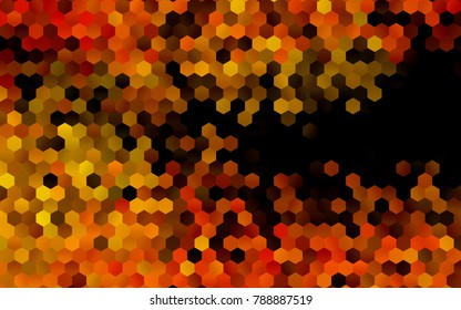 Dark Orange vector blurry hexagon background design. Geometric background in Origami style with gradient. 