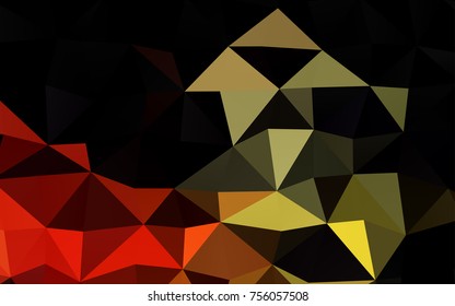 Dark Orange vector blurry triangle pattern. Triangular geometric sample with gradient.  Brand-new style for your business design.