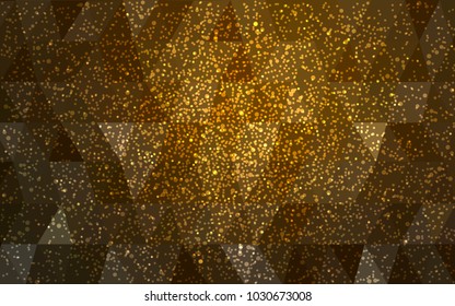 Dark Orange vector christmas polygon background. Low poly Illustration consisting of triangles with snowflakes. Texture background of New Year celebration.