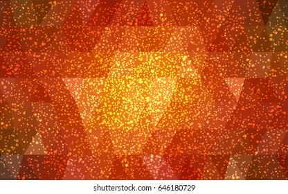 Dark Orange vector christmas polygon background. Low poly Illustration consisting of triangles with snowflakes. Texture background of New Year celebration.