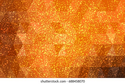 Dark Orange vector christmas polygon background. Low poly Illustration consisting of triangles with snowflakes. Texture background of New Year celebration.