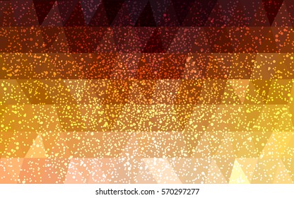 Dark Orange vector christmas postcard low polygon background. Illustration consisting of triangles. Abstract triangular polygonal origami or crystal design of New Year celebration.