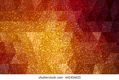 Dark Orange vector christmas postcard low polygon background. Illustration consisting of triangles. Abstract triangular polygonal origami or crystal design of New Year celebration.