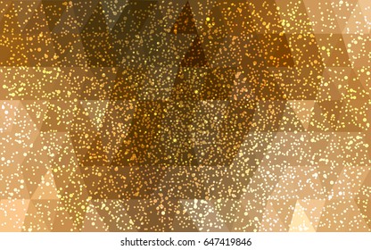 Dark Orange vector christmas postcard low polygon background. Illustration consisting of triangles. Abstract triangular polygonal origami or crystal design of New Year celebration.