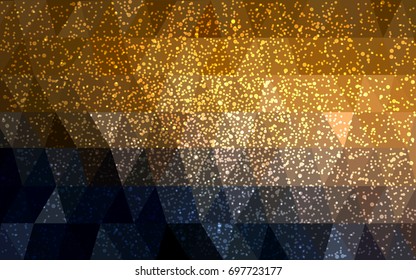 Dark Orange vector christmas postcard low polygon background. Illustration consisting of triangles. Abstract triangular polygonal origami or crystal design of New Year celebration.