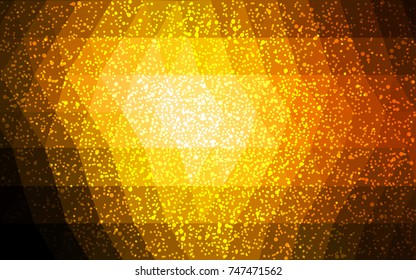 Dark Orange vector christmas postcard low polygon background. Illustration consisting of triangles. Abstract triangular polygonal origami or crystal design of New Year celebration.