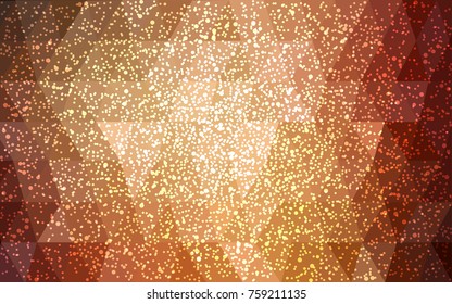 Dark Orange vector christmas postcard low polygon background. Illustration consisting of triangles. Abstract triangular polygonal origami or crystal design of New Year celebration.