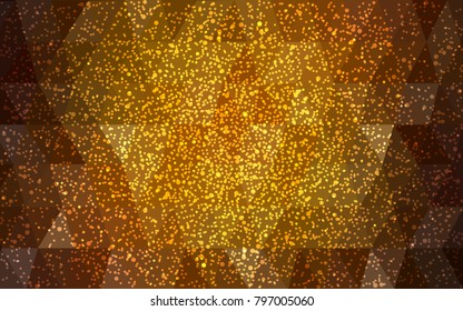 Dark Orange vector christmas postcard low polygon background. Illustration consisting of triangles. Abstract triangular polygonal origami or crystal design of New Year celebration.