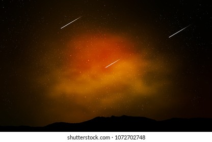 Dark Orange vector cover with astronomical stars. Shining illustration with sky stars on abstract template. Best design for your ad, poster, banner.