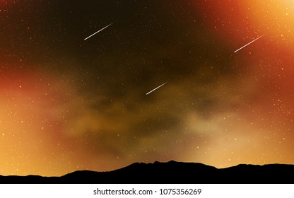 Dark Orange vector cover with astronomical stars. Shining colored illustration with bright astronomical stars. Pattern for astronomy websites.