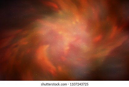 Dark Orange vector cover with astronomical stars. Shining illustration with sky stars on abstract template. Smart design for your business advert.