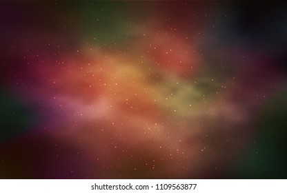Dark Orange vector cover with astronomical stars. Glitter abstract illustration with colorful cosmic stars. Pattern for astronomy websites.