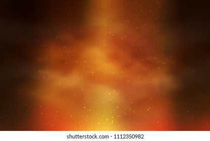 Dark Orange vector cover with astronomical stars. Glitter abstract illustration with colorful cosmic stars. Best design for your ad, poster, banner.