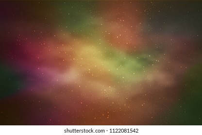 Dark Orange vector cover with astronomical stars. Glitter abstract illustration with colorful cosmic stars. Pattern for futuristic ad, booklets.