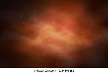 Dark Orange vector cover with astronomical stars. Blurred decorative design in simple style with galaxy stars. Smart design for your business advert.
