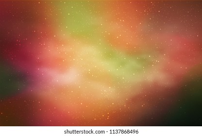 Dark Orange vector cover with astronomical stars. Glitter abstract illustration with colorful cosmic stars. Best design for your ad, poster, banner.