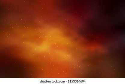 Dark Orange vector cover with astronomical stars. Shining illustration with sky stars on abstract template. Pattern for futuristic ad, booklets.