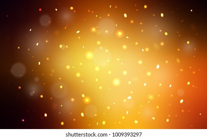 Dark Orange vector cover with beautiful snowflakes. Blurred decorative design in xmas style with snow. The template can be used as a new year background.