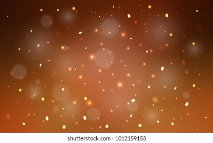 Dark Orange vector cover with beautiful snowflakes. Decorative shining illustration with snow on abstract template. The pattern can be used for new year ad, booklets.