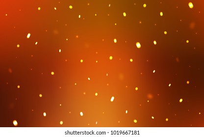 Dark Orange vector cover with beautiful snowflakes. Shining colored illustration with snow in christmas style. New year design for your ad, poster, banner.