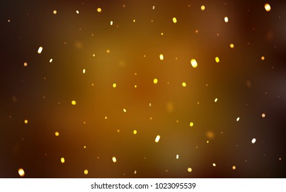 Dark Orange vector cover with beautiful snowflakes. Blurred decorative design in xmas style with snow. The template can be used as a new year background.