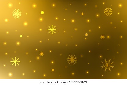 Dark Orange vector cover with beautiful snowflakes. Shining colored illustration with snow in christmas style. The template can be used as a new year background.