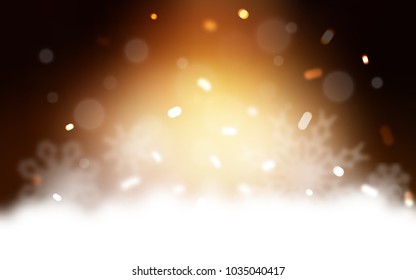Dark Orange vector cover with beautiful snowflakes. Blurred decorative design in xmas style with snow. New year design for your business advert.