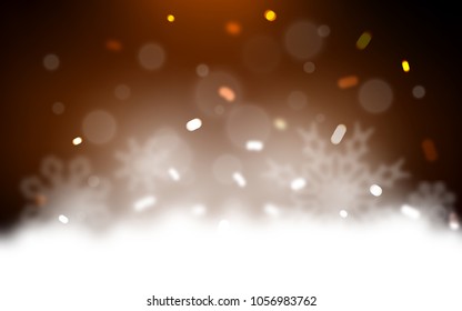 Dark Orange vector cover with beautiful snowflakes. Snow on blurred abstract background with gradient. The pattern can be used for new year ad, booklets.
