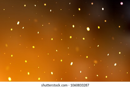 Dark Orange vector cover with beautiful snowflakes. Decorative shining illustration with snow on abstract template. The pattern can be used for new year leaflets.