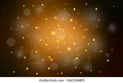 Dark Orange vector cover with beautiful snowflakes. Decorative shining illustration with snow on abstract template. The template can be used as a new year background.