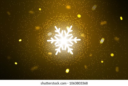Dark Orange vector cover with beautiful snowflakes. Snow on blurred abstract background with gradient. New year design for your business advert.