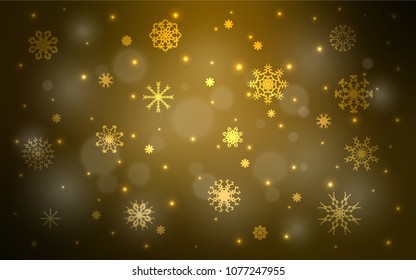 Dark Orange vector cover with beautiful snowflakes. Glitter abstract illustration with crystals of ice. The pattern can be used for new year ad, booklets.