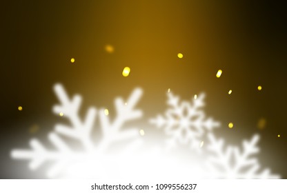 Dark Orange vector cover with beautiful snowflakes. Glitter abstract illustration with crystals of ice. The pattern can be used for new year leaflets.