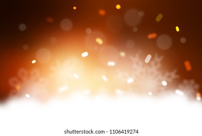 Dark Orange vector cover with beautiful snowflakes. Decorative shining illustration with snow on abstract template. New year design for your ad, poster, banner.
