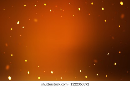 Dark Orange vector cover with beautiful snowflakes. Snow on blurred abstract background with gradient. The pattern can be used for year new  websites.