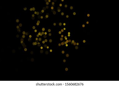 Dark Orange vector cover with beautiful snowflakes. Decorative shining illustration with snow on abstract template. New year design for your business advert.
